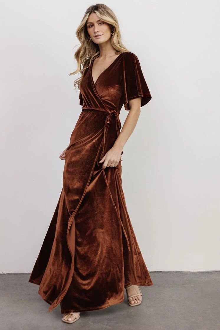 Meghan Velvet Wrap Maxi Dress | Baltic Born
