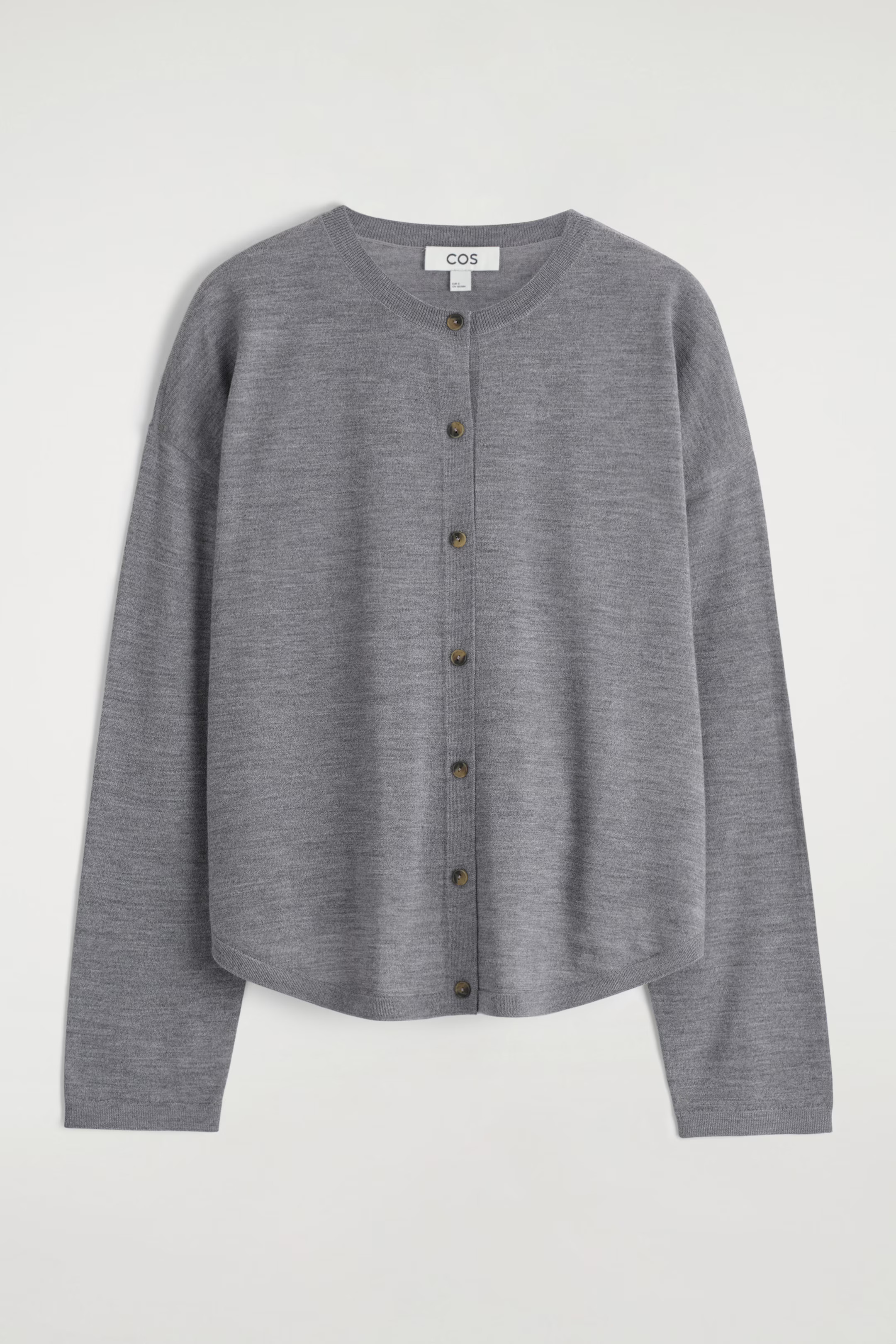 CIRCLE-CUT MERINO WOOL CARDIGAN - GREY MÉLANGE | COS | COS UK