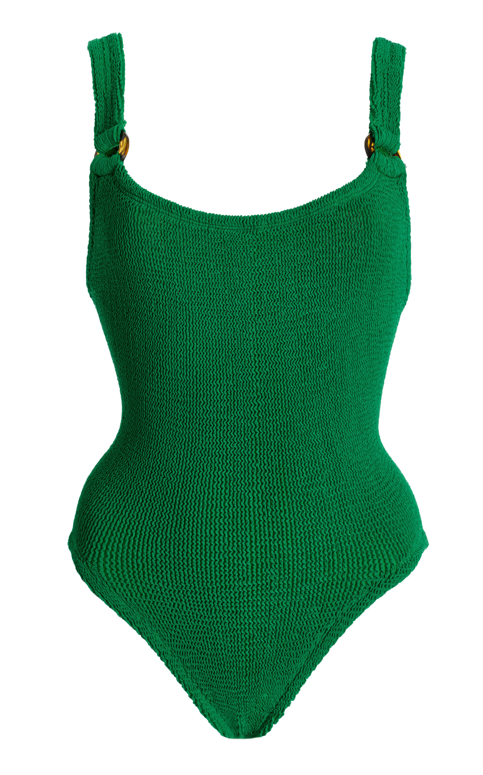 Hunza G - Women's Domino Seersucker One-Piece Swimsuit - Green - OS - Moda Operandi | Moda Operandi (Global)