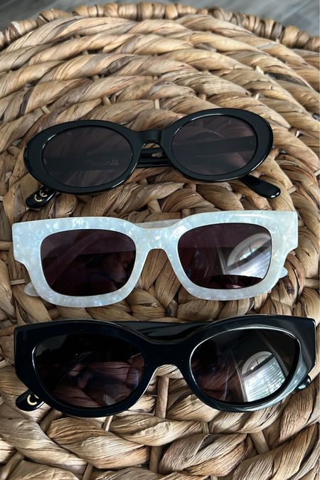 Spring sunglasses from Madewell! Black oval, black angular cat eye and cream square sunglasses. 

#LTKstyletip #LTKunder100 #LTKtravel