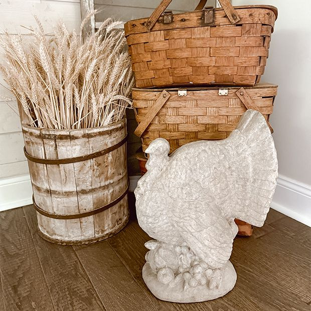 Decorative Tabletop Turkey Statue | Antique Farm House