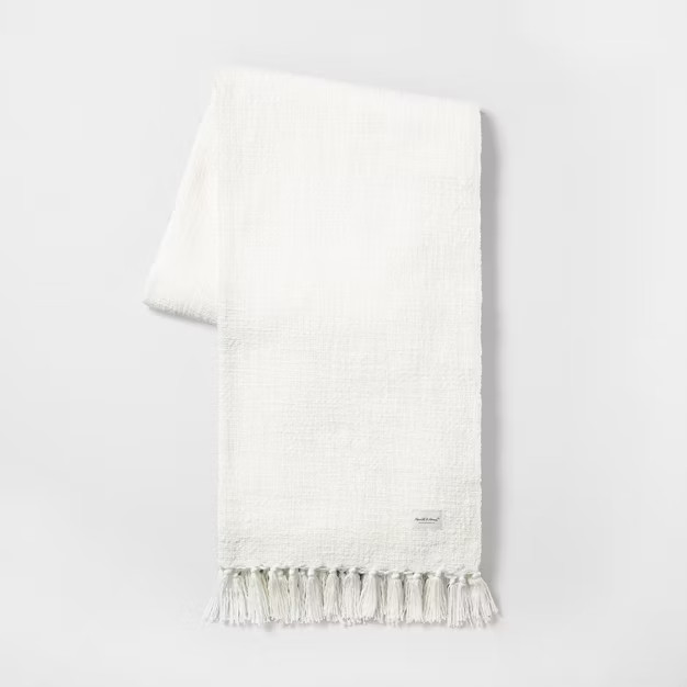 Knotted Fringe Throw Blanket White - Hearth & Hand™ with Magnolia | Target
