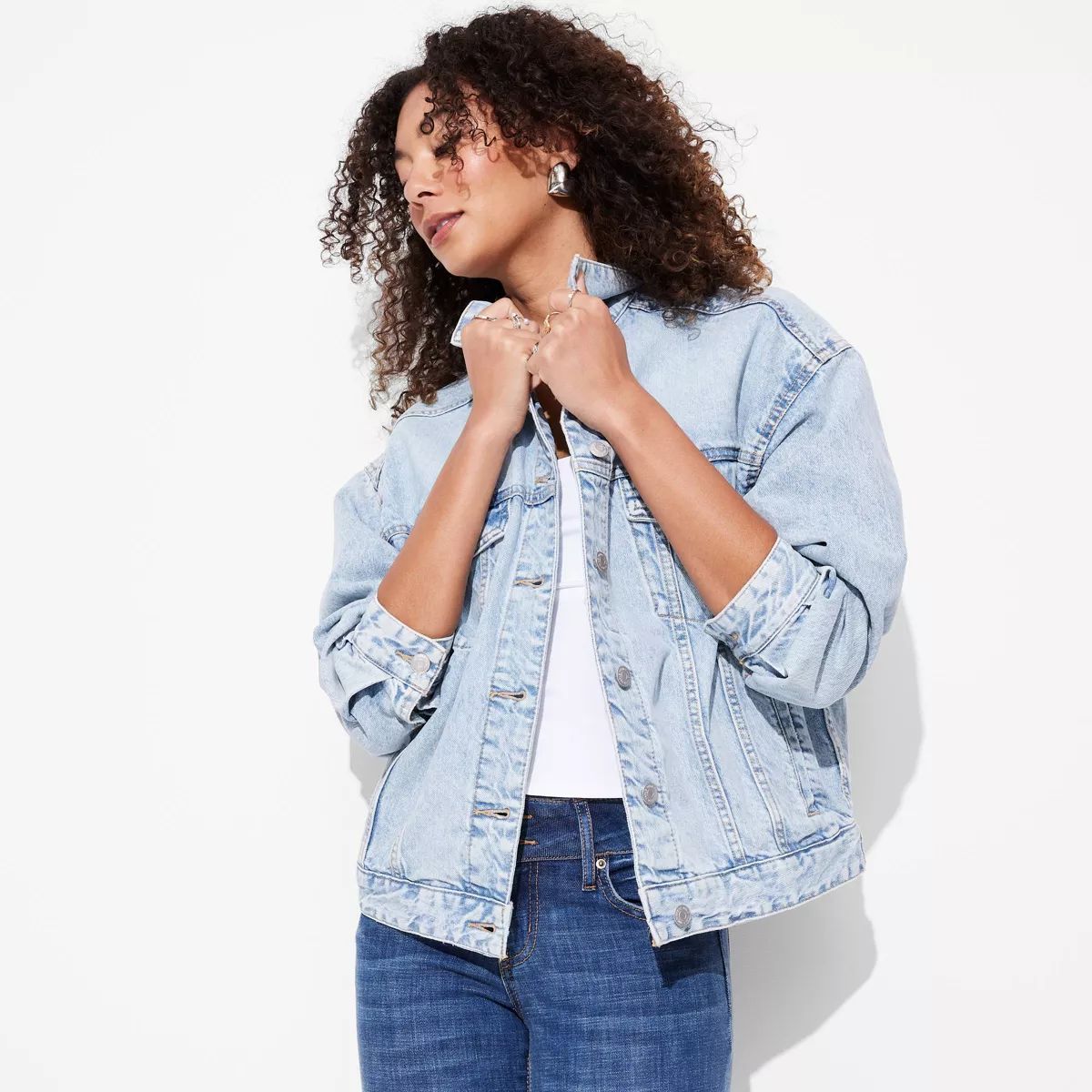 Women's Foundational Denim Oversized Trucker Jacket - Wild Fable™ | Target