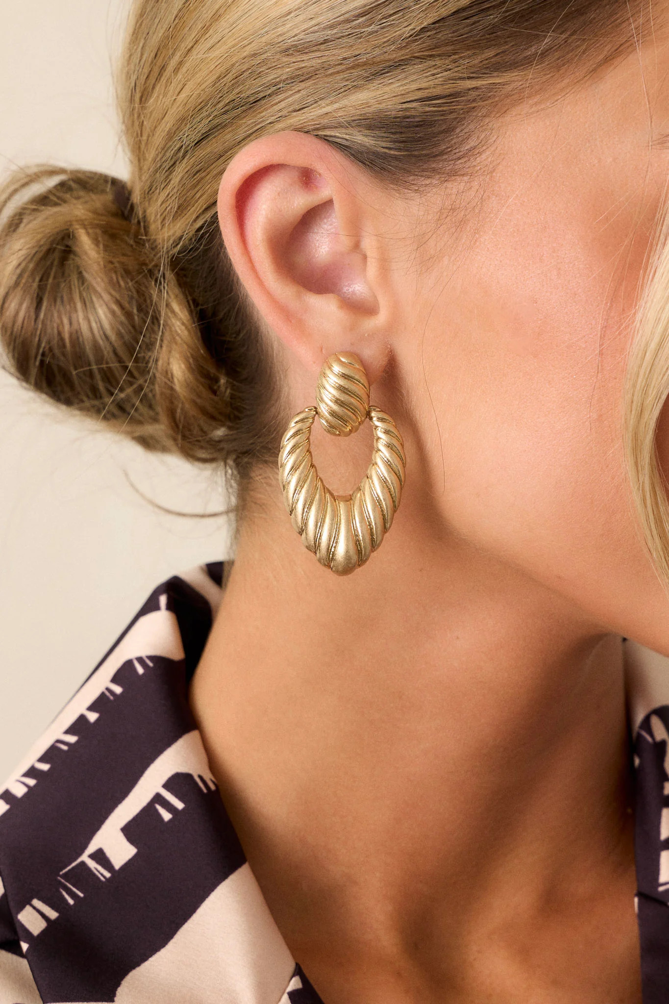 Prism Tide Gold Textured Drop Earrings | Red Dress