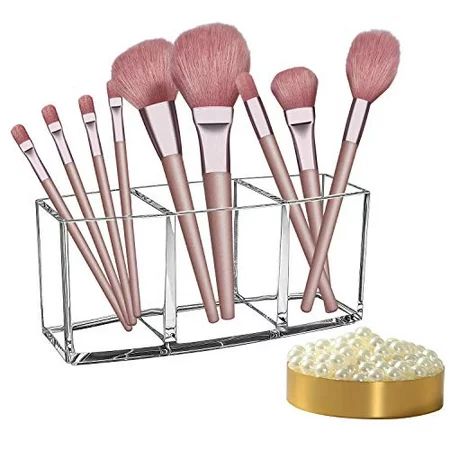 Arashill Makeup Brush Holders,Clear Makeup Brush Organizer, 3 Slot Acrylic Cosmetics Makeup Brushes  | Walmart (US)