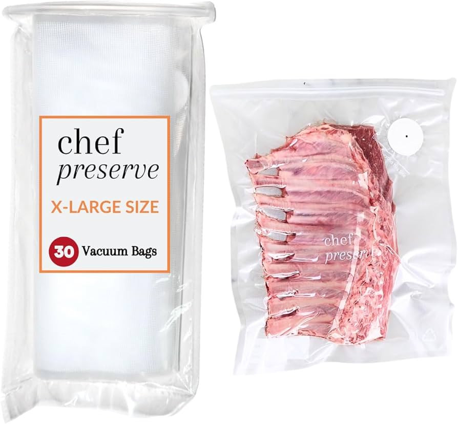 Chef Preserve Reusable Vacuum Sealer Bags for Food – 30 BPA-Free XL Large (12 x 20 in) Food Sto... | Amazon (US)