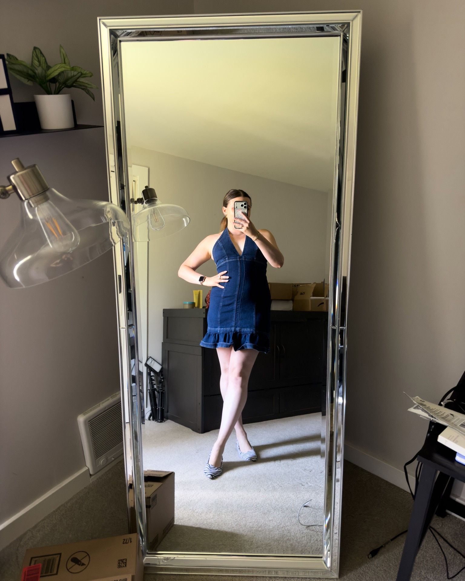This denim dress is too cute and I thought it was perfect for an 80s themed party! I love the deep V and the flirty ruffle at the bottom.

#LTKootd #LTKMidsize #LTKWorkwear