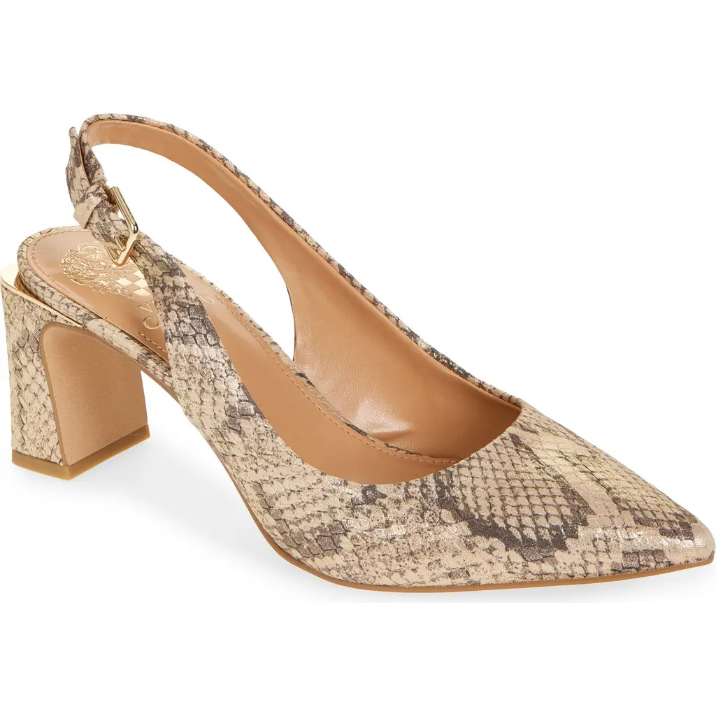 Vince Camuto Hamden Pointed Toe Slingback Pump in Natural Gold Snake at Nordstrom Rack, Size 8.5 | Nordstrom Rack