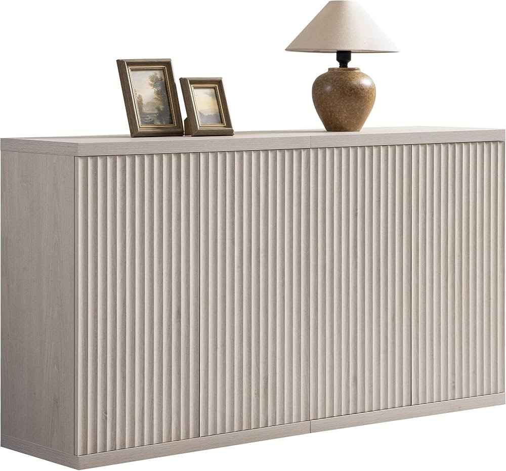 SICOTAS Buffet Cabinet with Storage Accent Sideboard Modern Credenza with Doors & Shelves Fluted ... | Amazon (US)