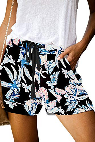 ONLYSHE Womens Casual Drawstring Shorts Summer Elastic Waist Shorts Pocketed Pants | Amazon (US)