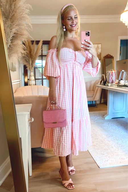 I felt so pretty and girly in this pink gingham midi dress! It's sold out so I am linking similar, plus most of my exact accessories 💕 

#LTKunder50 #LTKshoecrush #LTKstyletip