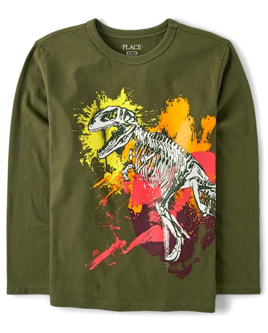 Boys Dino Splatter Graphic Tee - green | The Children's Place