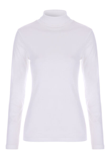 Womens Cream Ribbed Long Sleeve Roll Neck Top | Peacocks