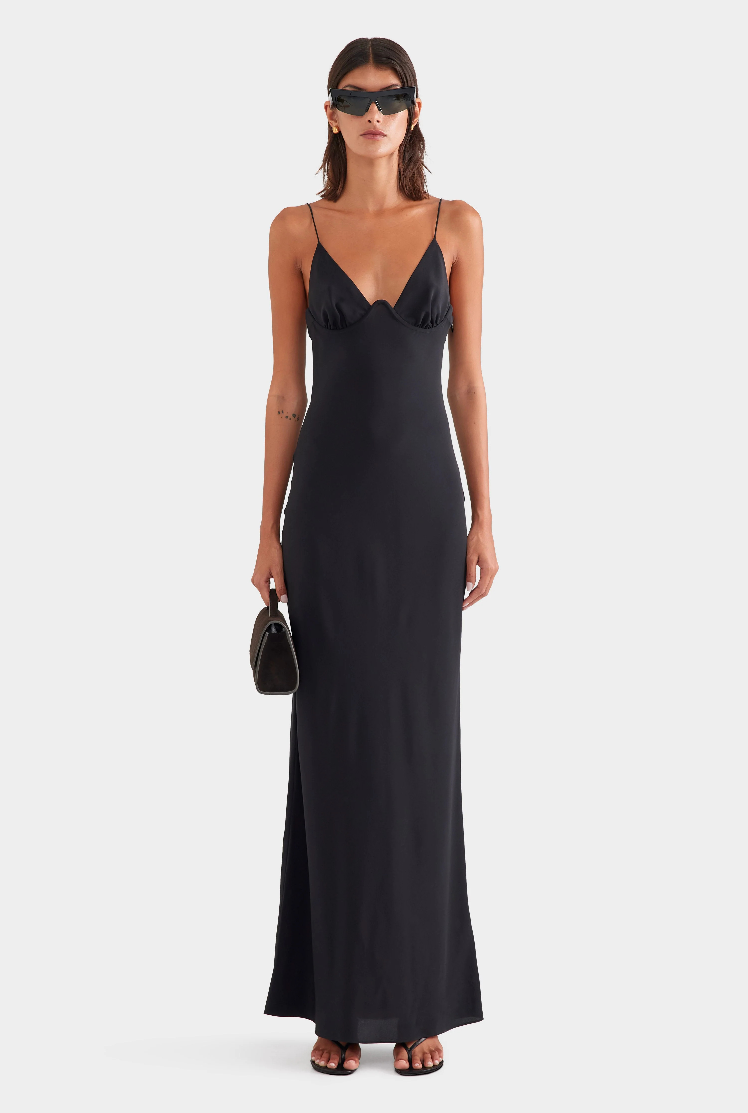 Silk Underwire Slip Dress Black | Venroy | Venroy AU