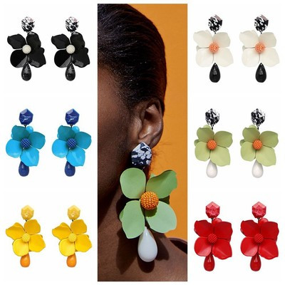 Jewelry Party Floral Pendant Drop Ear Stud Dangle Petal Big Flower Earrings  | eBay | eBay US