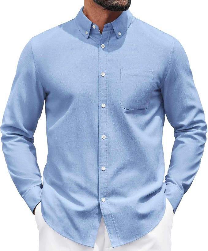 COOFANDY Mens Long Sleeve Button Down Shirt Casual Untucked Shirts for Men Oxford Dress Shirts | Amazon (US)