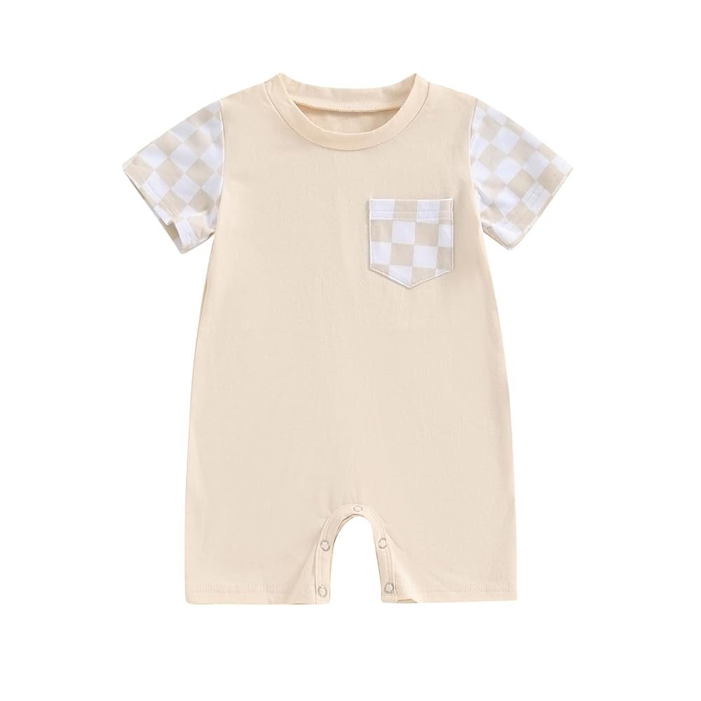Karuedoo Newborn Baby Boy Girl Clothes Checkered Plaid Romper Jumpsuit Short Sleeve One-Piece Bod... | Amazon (US)