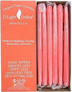 D'light Online Elegant Unscented Coral Taper Premium Quality Candles Hand-Dipped, Dripless and Sm... | Amazon (US)