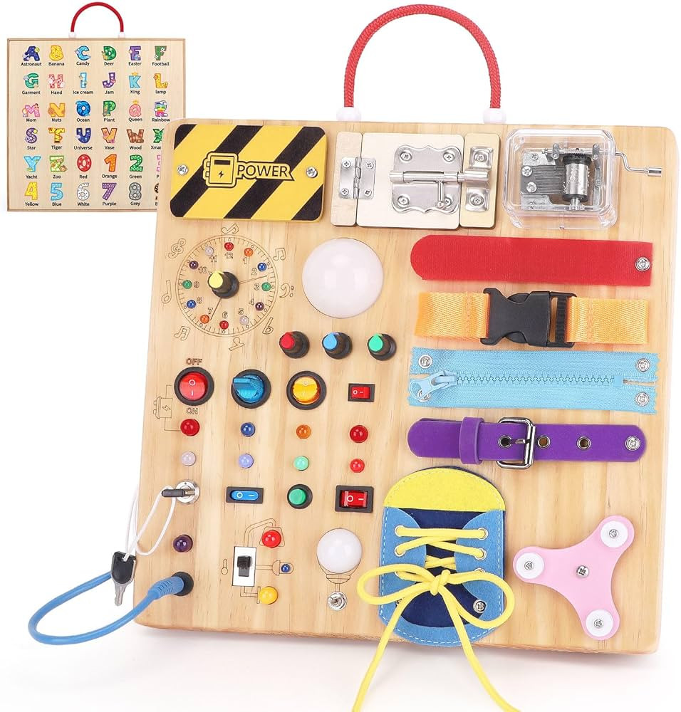 Toddler Busy Board,Montessori Toys for 1-3 Year Old Boys,Sensory Travel Toys,Preschool Learning A... | Amazon (US)