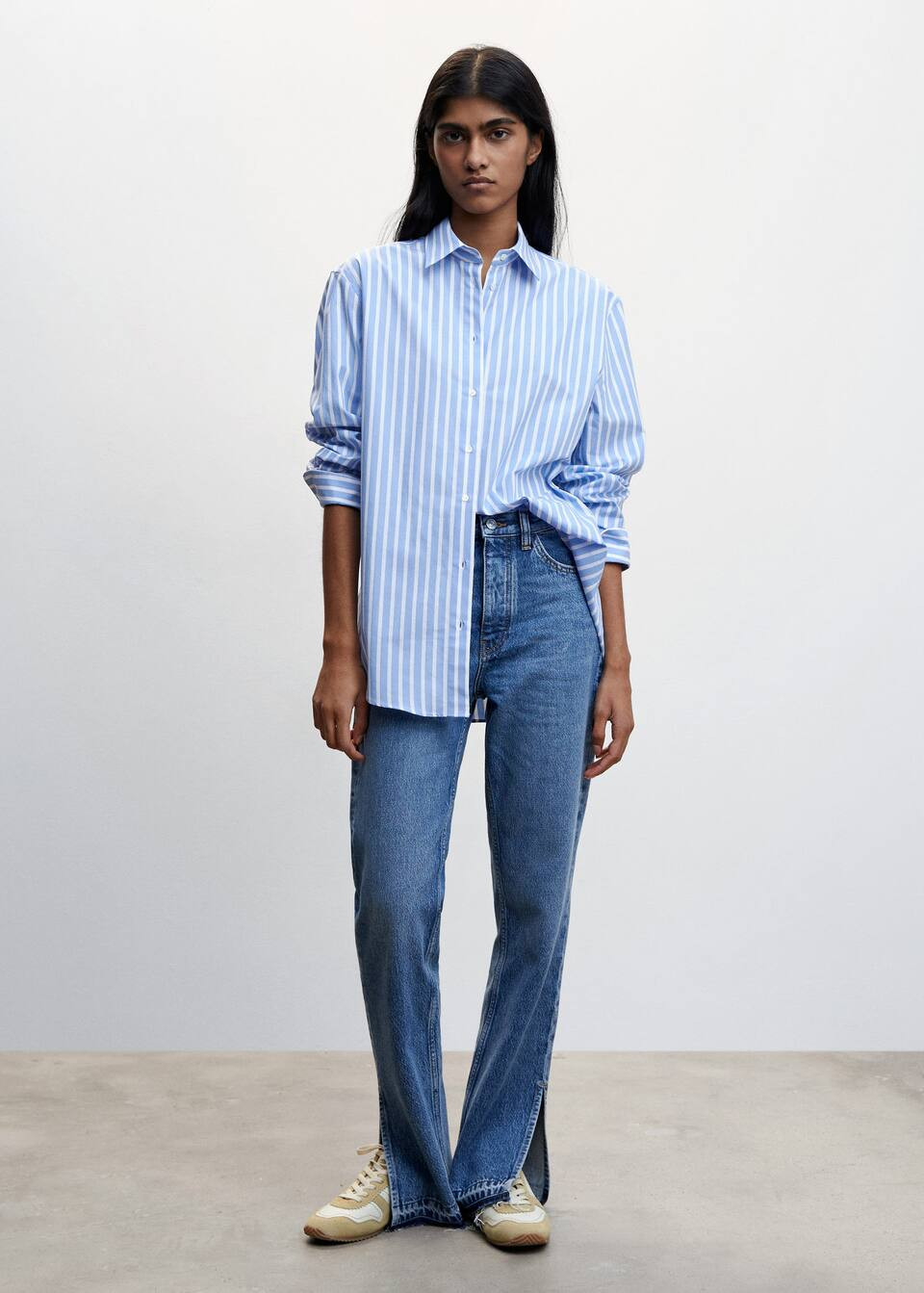 Oversize striped shirt | MANGO (US)