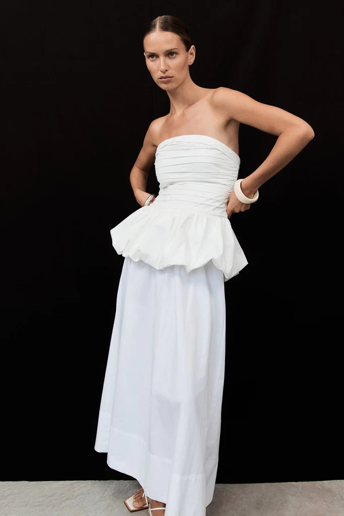 PEGGY WHITE COTTON STRAPLESS TOP | DISSH