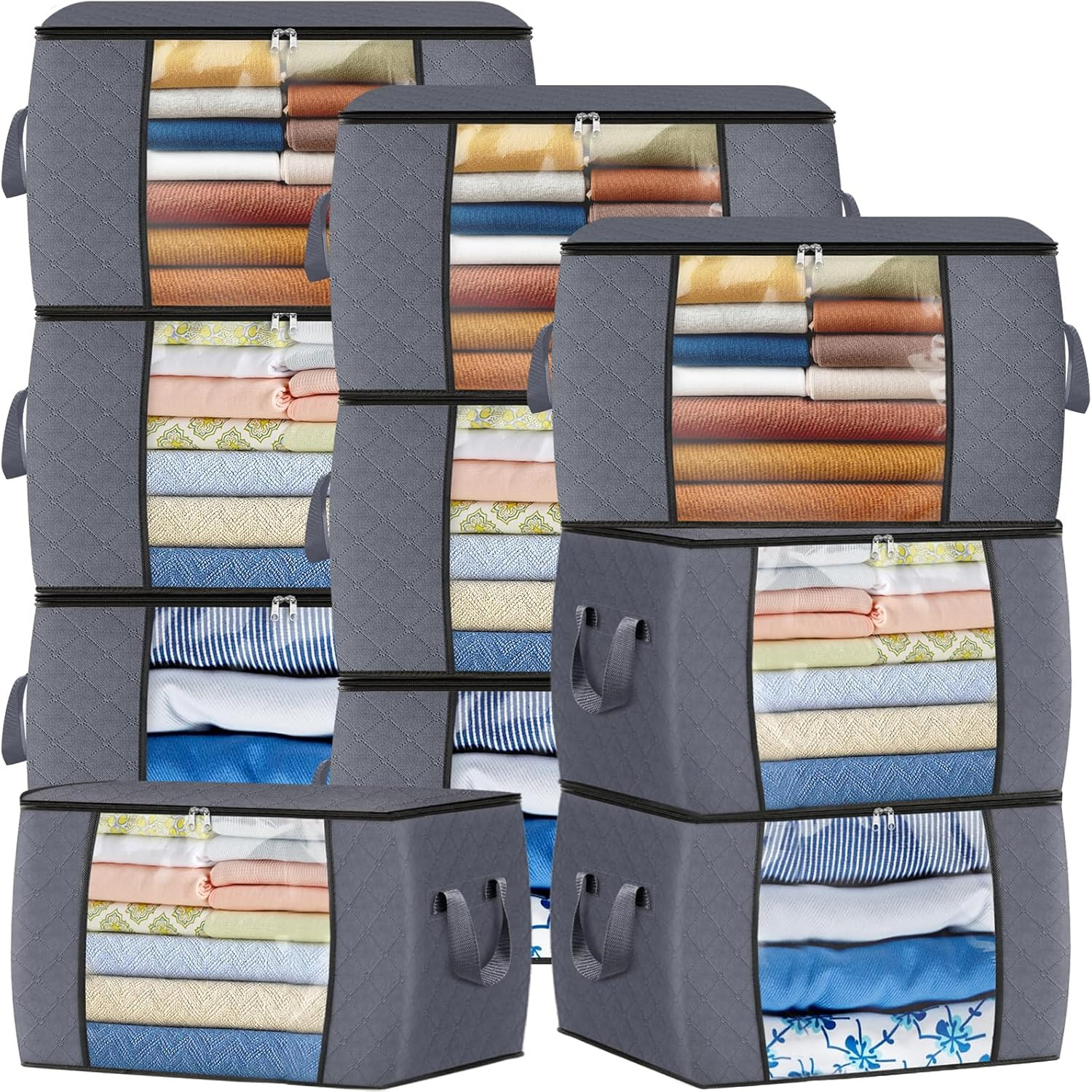 Fab totes 90L Clothes Storage, Foldable Thick Fabric Blanket Storage Bags, Containers for Organiz... | Amazon (US)
