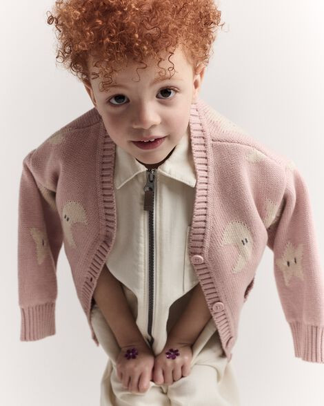 Toddler Girl Star & Moon Pocket Cardigan - Light Pink | Carter's Inc