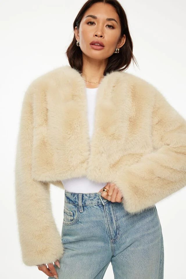 Faux Fur Cropped Jacket | Dynamite Clothing