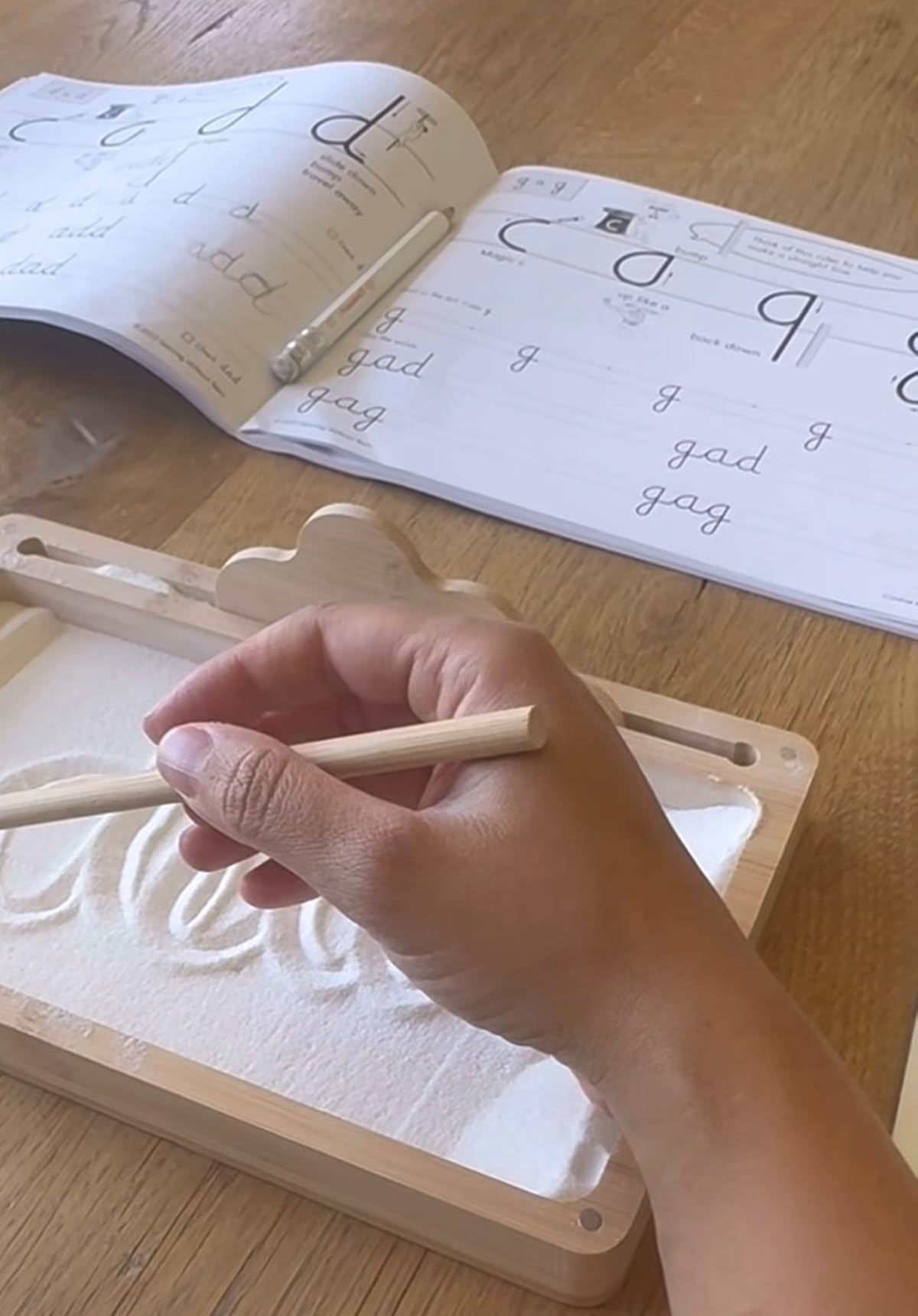 This sand tray has been such a great tool for multiple of my kids. My 3-year-old loves using it to practice letters, and now my oldest is using it to work on cursive. I love finding things that can grow with them and be useful through different stage

#LTKBaby #LTKKids
