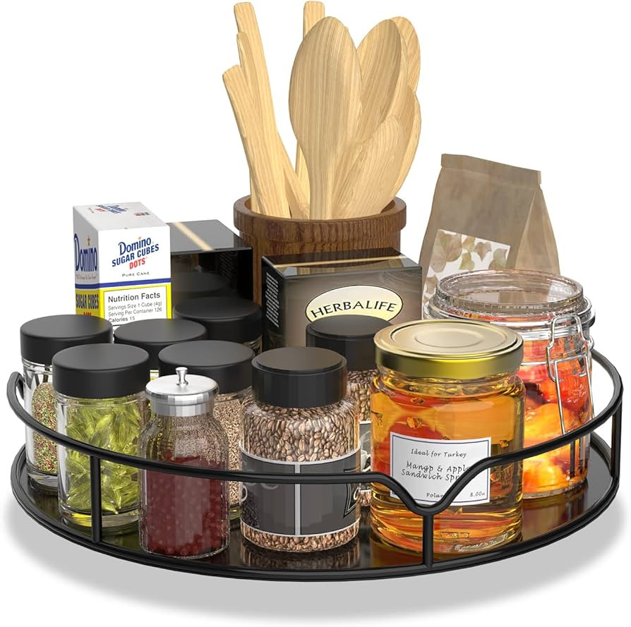 Lazy Susan Turntable Organizer - 10" Metal Rotating Spice Rack for Cabinet Pantry Refrigerator, B... | Amazon (US)