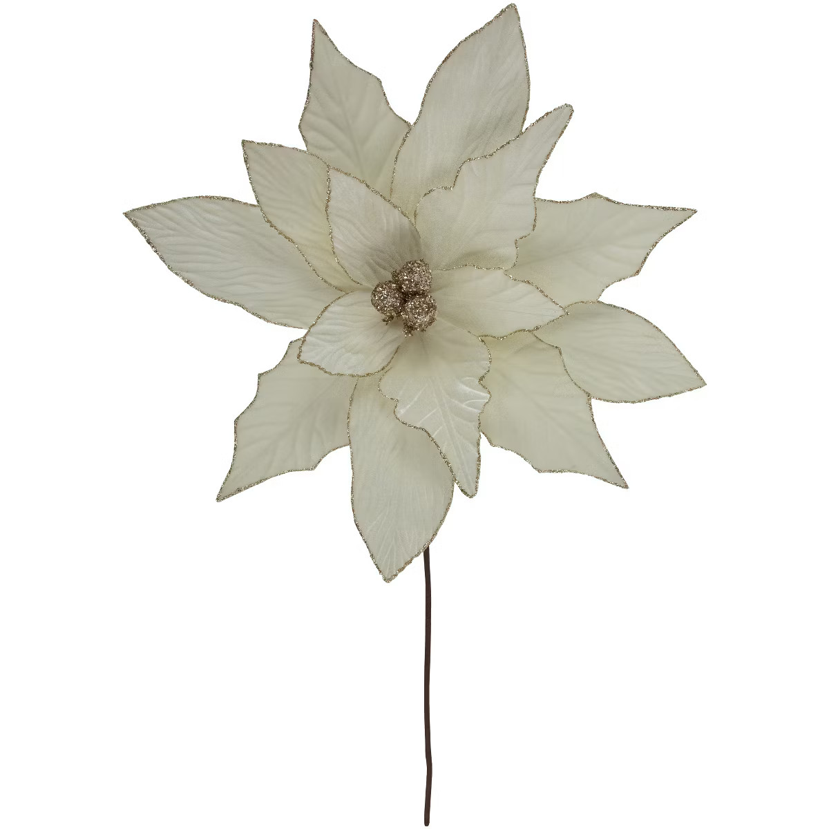Northlight 24" Cream Poinsettia Christmas Stem Spray | Target