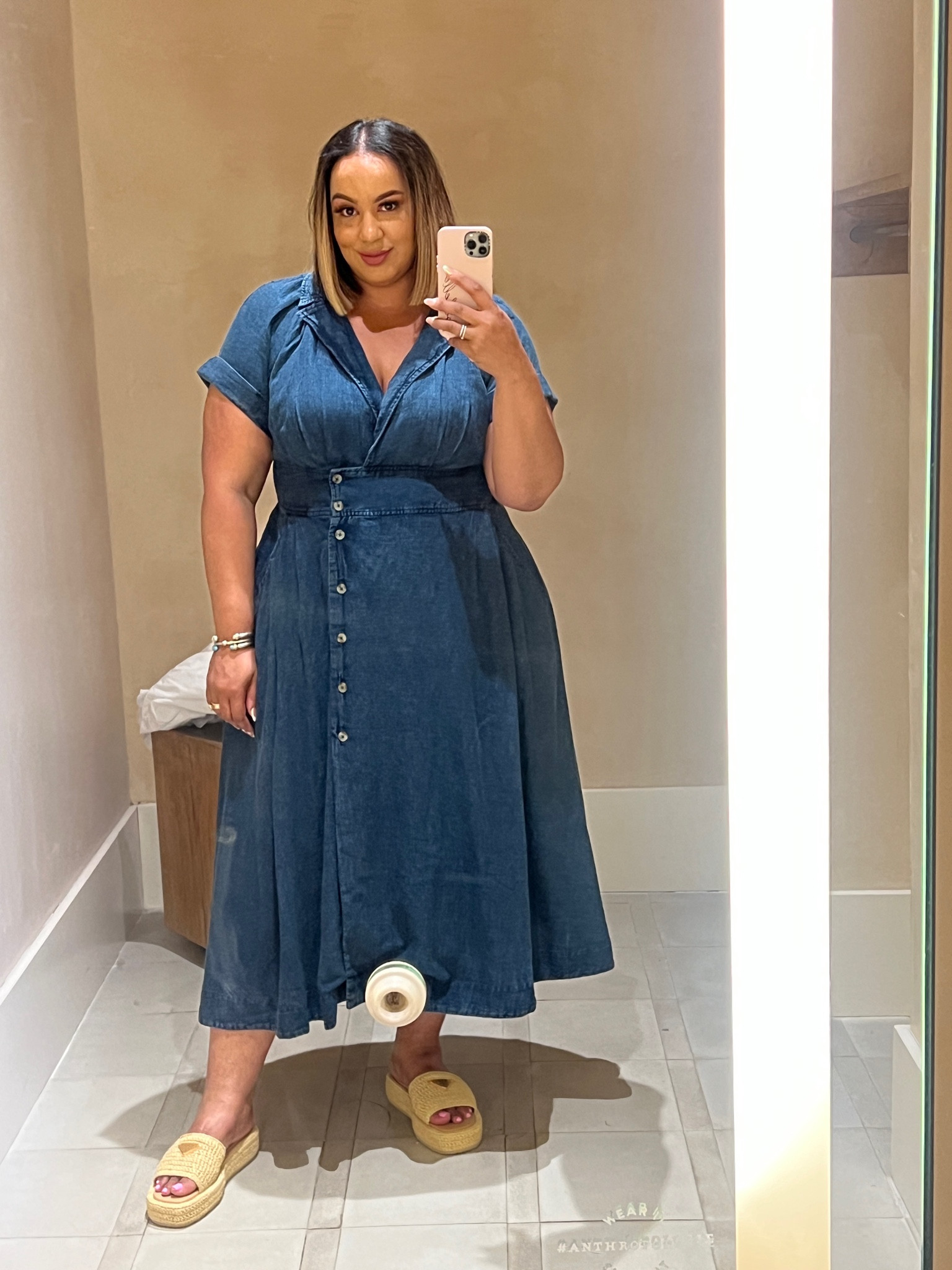 white christmas dresses V- Neck Puff Sleeve Denim Dress – Buxom Couture