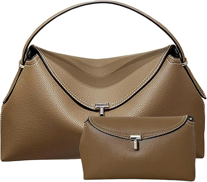 2PCS Woman Handbag Luxury Leather Underarm Shoulder Casual Tote Lady Soft Bucket Bag | Amazon (US)