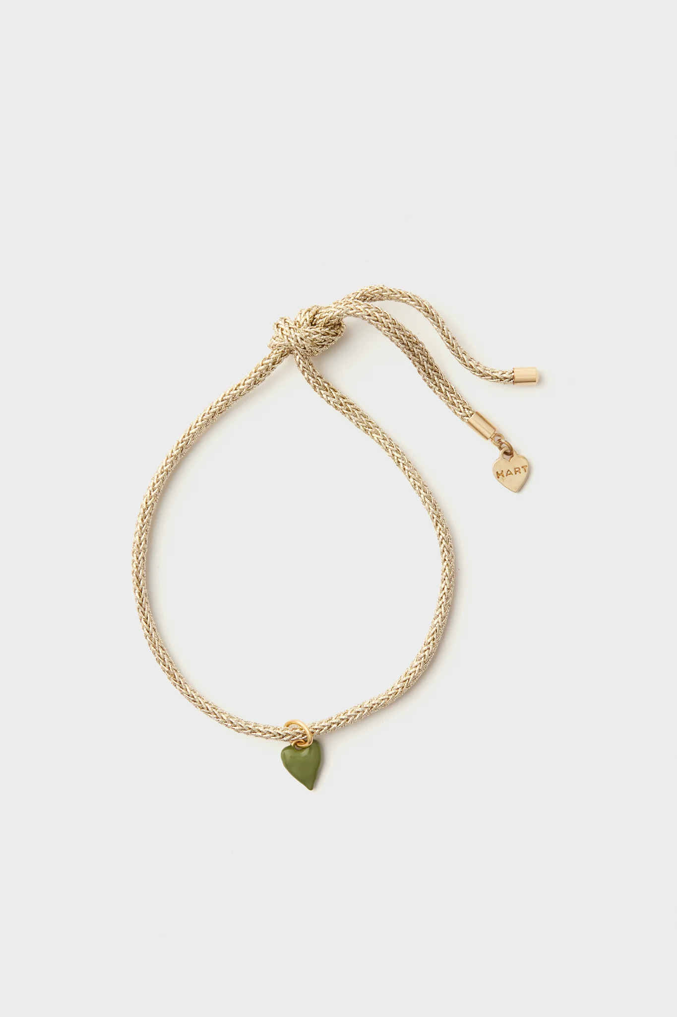 Gold Lurex Cord Bracelet with Mini Green Enamel Heart | Tuckernuck (US)