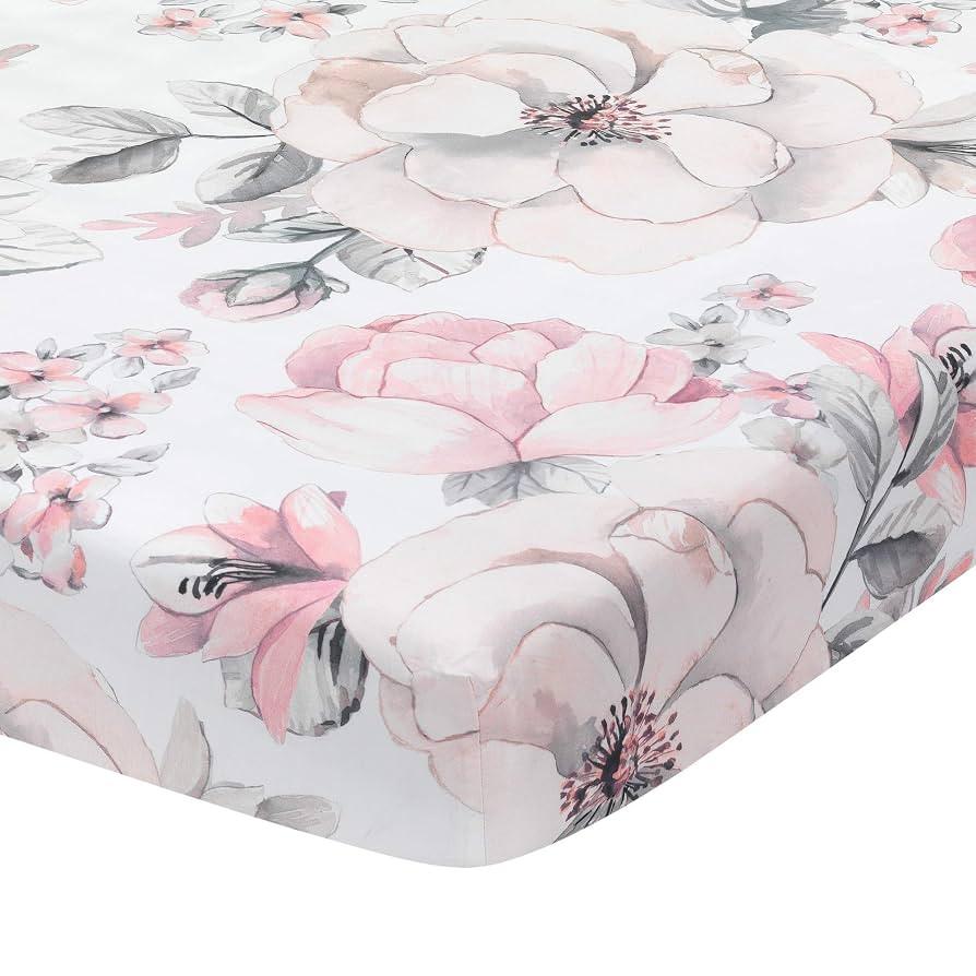 Lambs & Ivy Signature Botanical Baby Watercolor Floral Cotton Crib Sheet- White | Amazon (US)