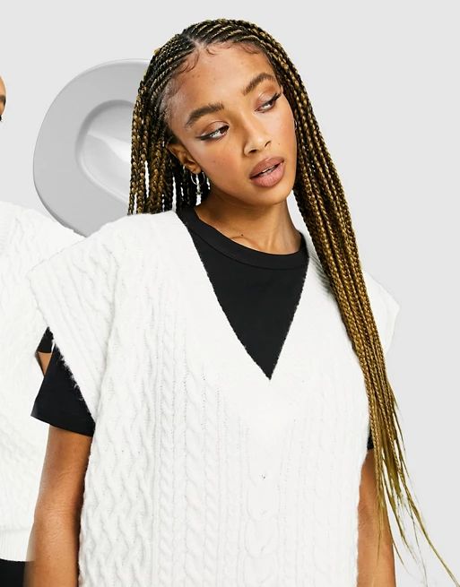 ASOS DESIGN knitted cable tank in cream | ASOS (Global)
