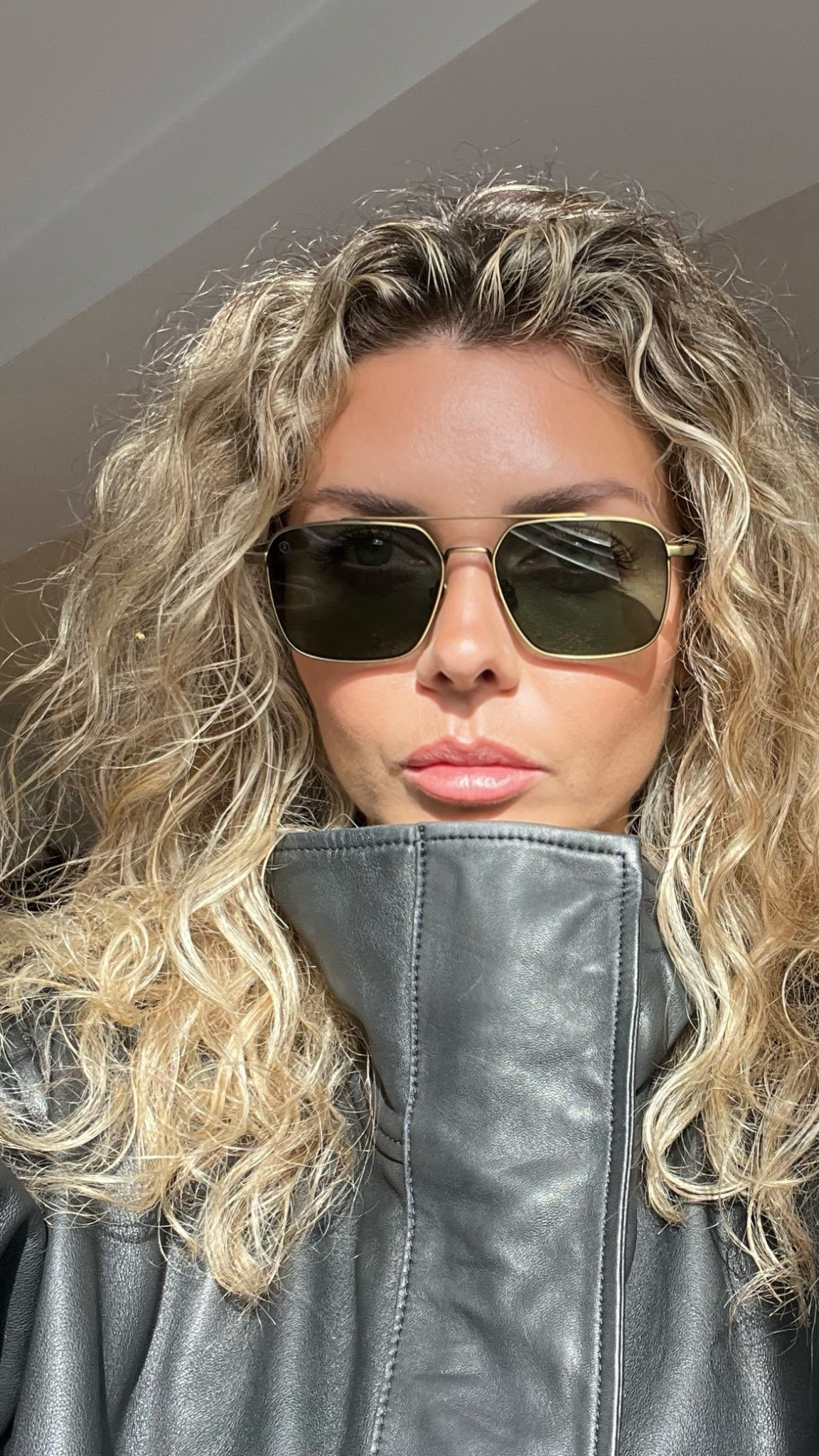 All saints Ryder funnel neck black leather jacket, Taylor morris draycott antique gold and green sunglasses, spring outfitt

#LTKootd #LTKspring #LTKTravel