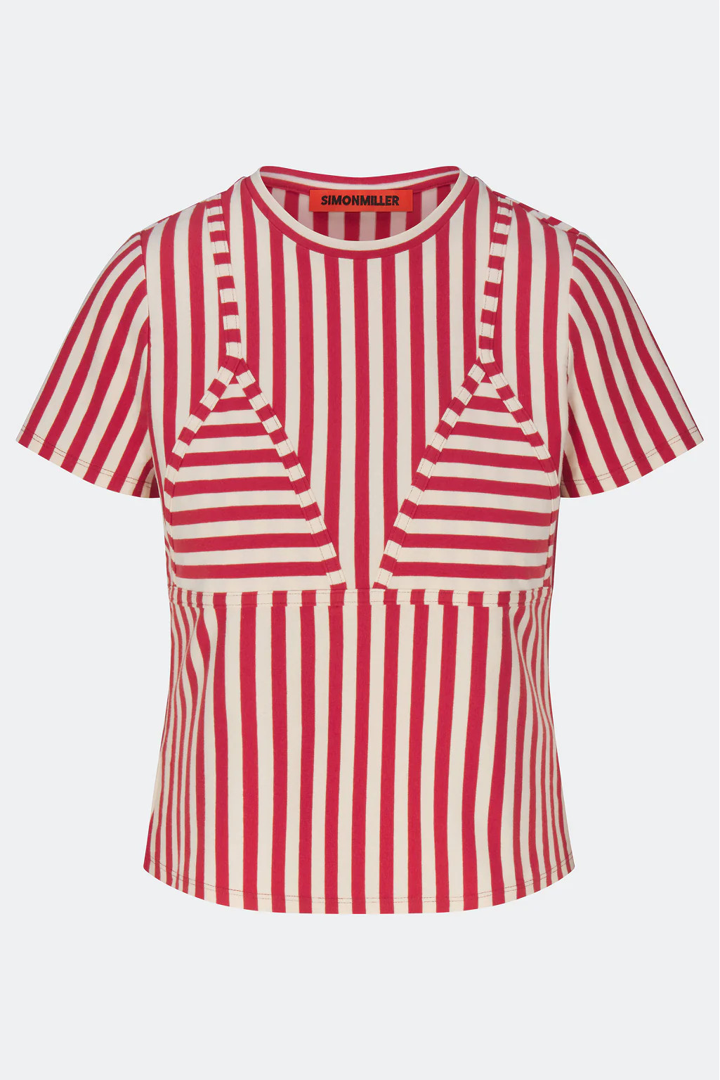 Kini Striped Tee In Venetian Red Stripe | Simon Miller