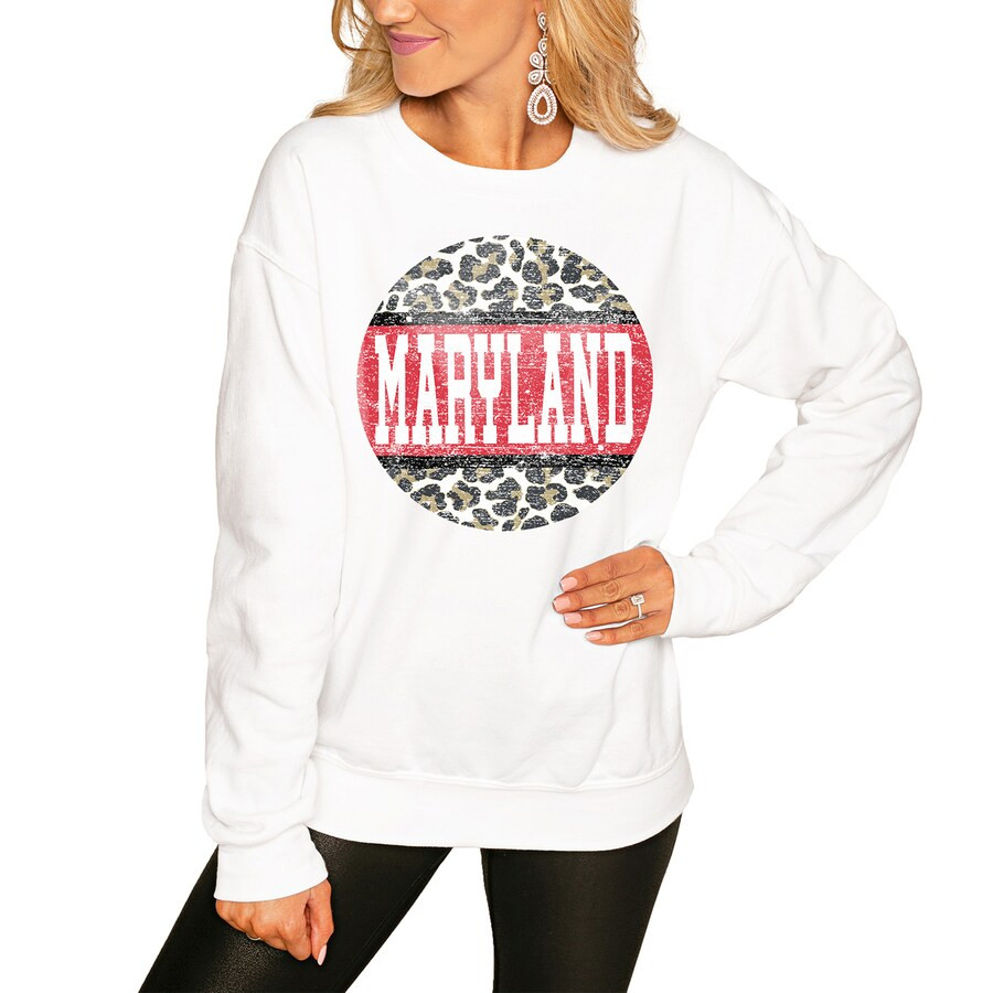 Maryland Terrapins Women's Scoop & Score Pullover Sweatshirt - White | Fanatics
