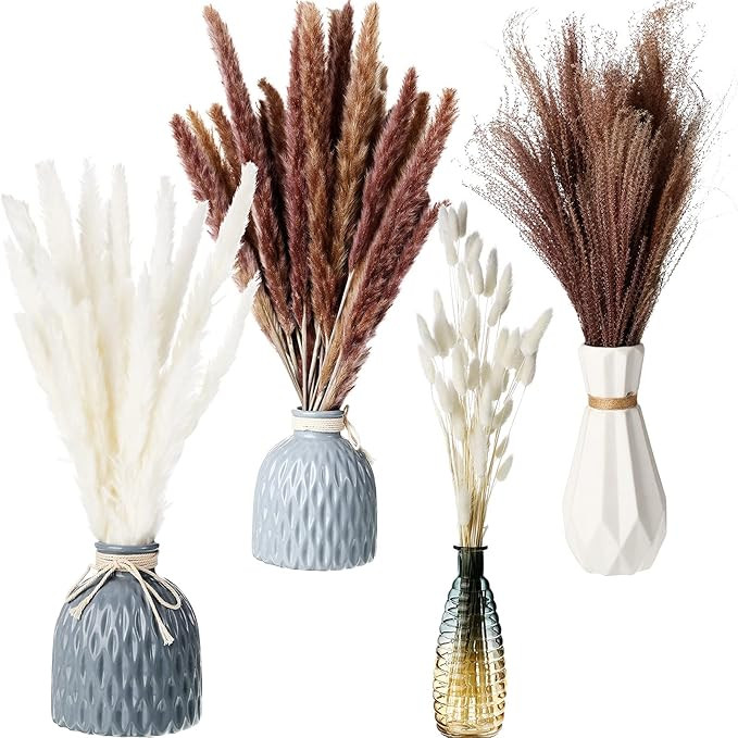 130 Pieces Natural Dried Pampas Grass, Dried Bunny Tails, Pampas Grass Decor for Boho Wedding Bou... | Amazon (US)