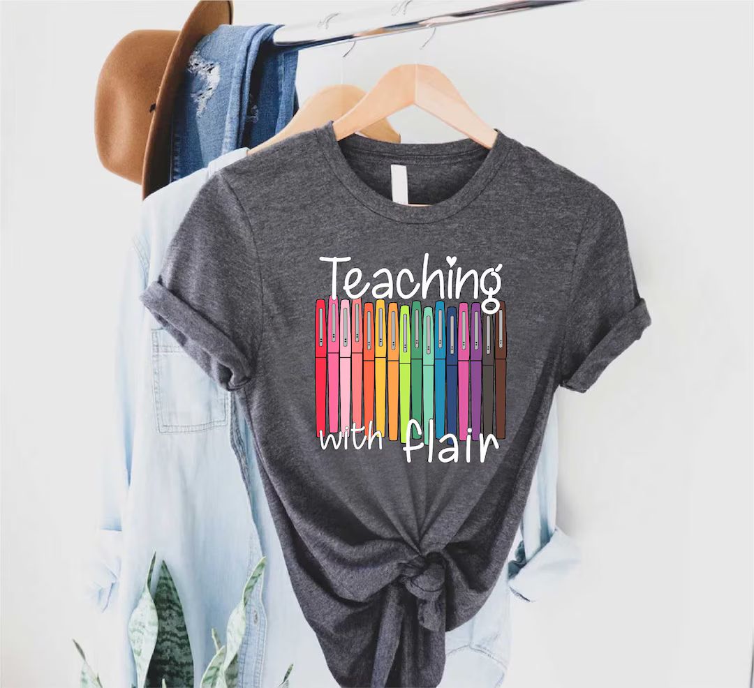 Back To School, First Day Of School Funny Teacher Shirt, Teacher Gift Teaching With Flair Shirt, ... | Etsy (US)