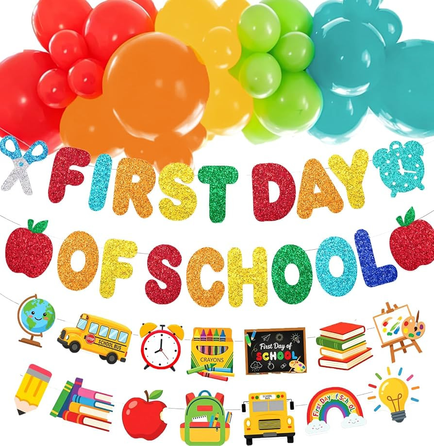 First Day of School Decorations,First Day Of School Banner and Balloons Decor,Back To School 1st ... | Amazon (US)