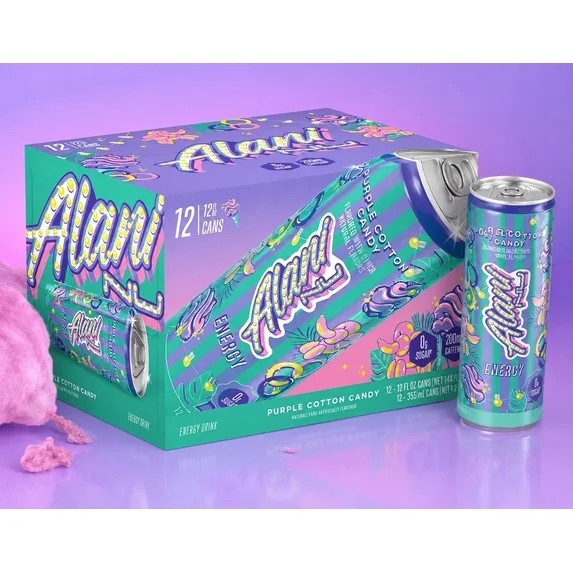 Alani Nu Energy Drink, Purple Cotton Candy, 12 fl. oz 12 pk. | Walmart (US)