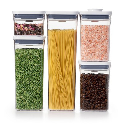 OXO POP 5pc Plastic Airtight Food Storage Container Set White: Kitchen Canisters, Dishwasher-Safe, Lifetime Warranty | Target