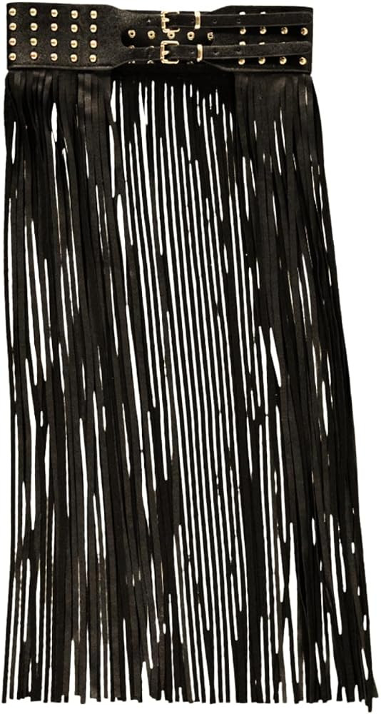 Pretty Attitude Womens Studded Fringe Belt Festival Belt Tassel Waist Belt | Amazon (US)
