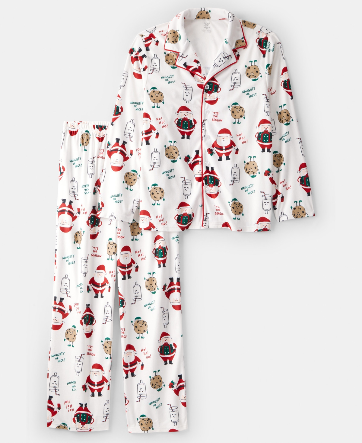 Carter's Adult Men or Women 2-Piece Christmas Santa Claus Print Pajama Set - Beige Santa | Macy's