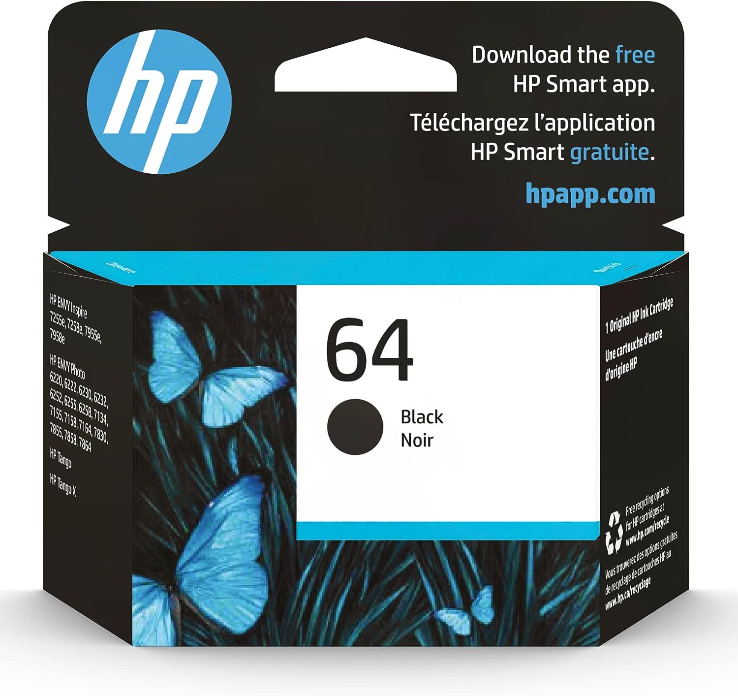 HP 64 Black Ink Cartridge | Works with HP ENVY Inspire 7950e; ENVY Photo 6200, 7100, 7800; Tango ... | Amazon (US)