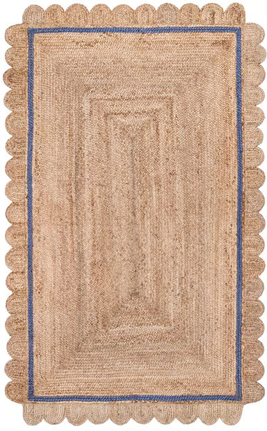 Blue Anna Scalloped Jute Area Rug | Rugs USA
