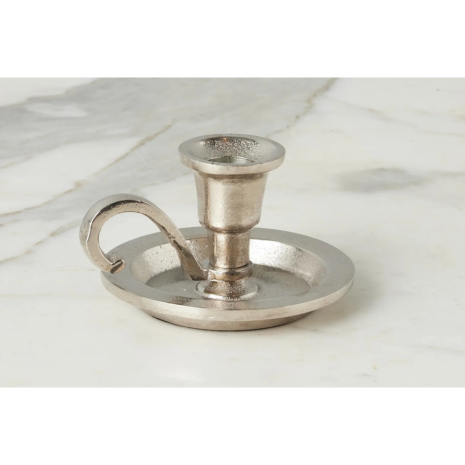 Chamberstick Candle Holder, Small, Silver | Gorgeous Living