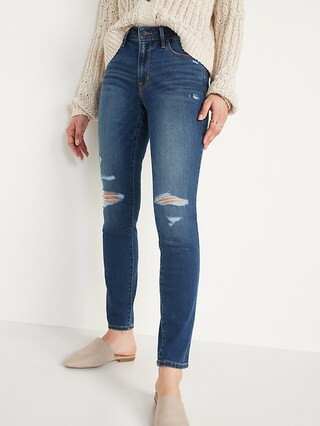 Mid-Rise Pop Icon Distressed Skinny Jeans for Women | Old Navy (US)